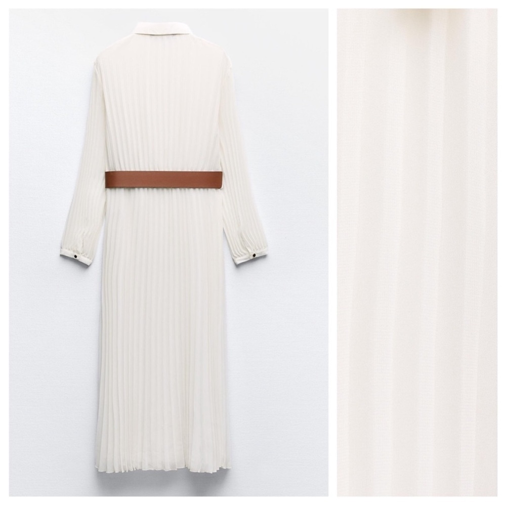 New! Zara medium every pleated midi dress with belt. - Picture 9 of 14
